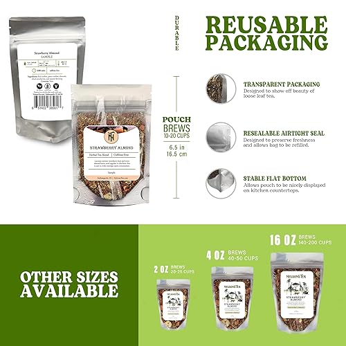 Vista 30 de Nelson's Tea Especias de vainilla y nueces, cortadas y tamizadas, té rooibos de hojas sueltas con bajo contenido de cafeína, arbusto de miel, yerba