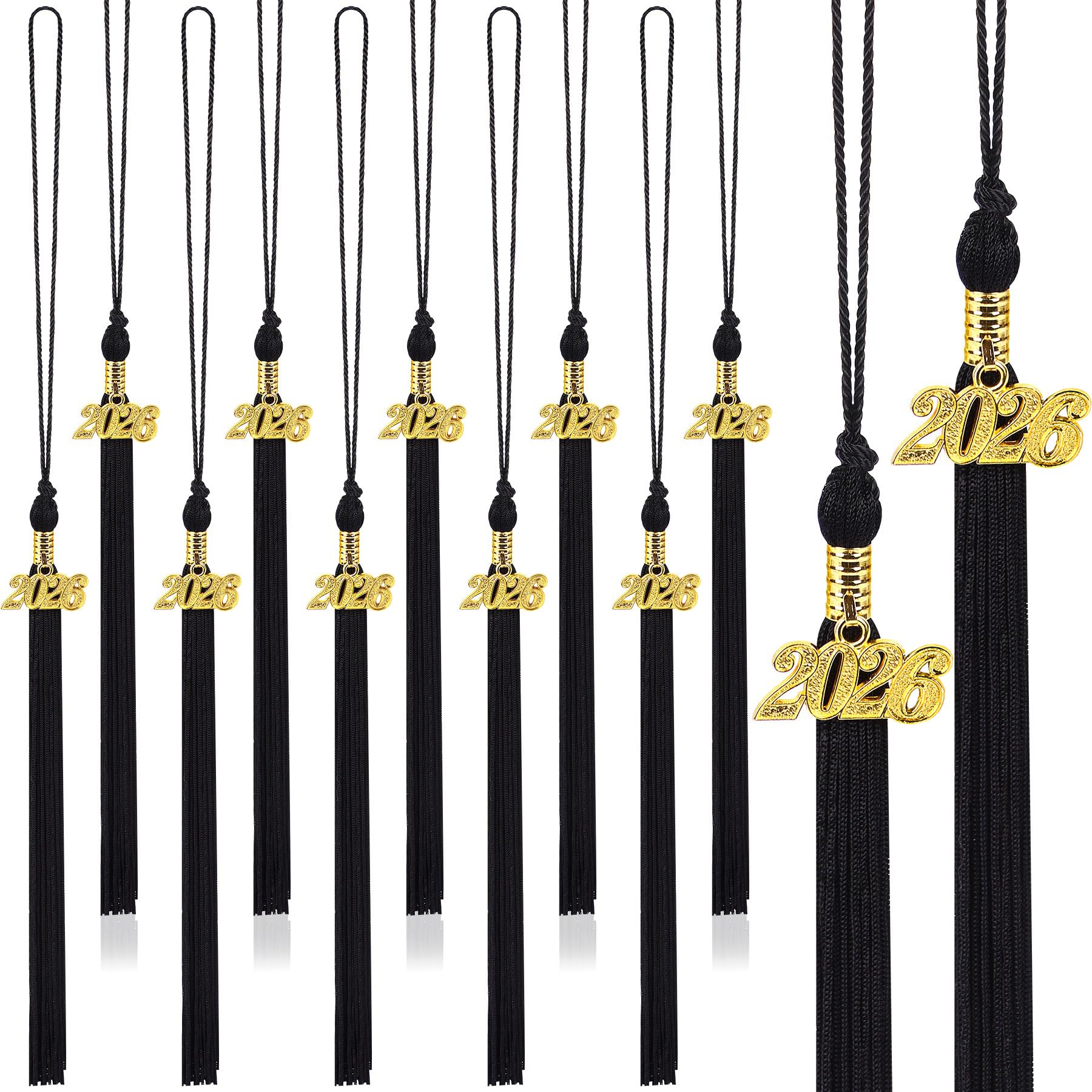 JULMELON 20Pcs Graduation Tassels Academic Graduation Cap Hat Tassel with 2026 Gold Charm for 2026 Graduation Ceremonies Accessories (Black) — image 1