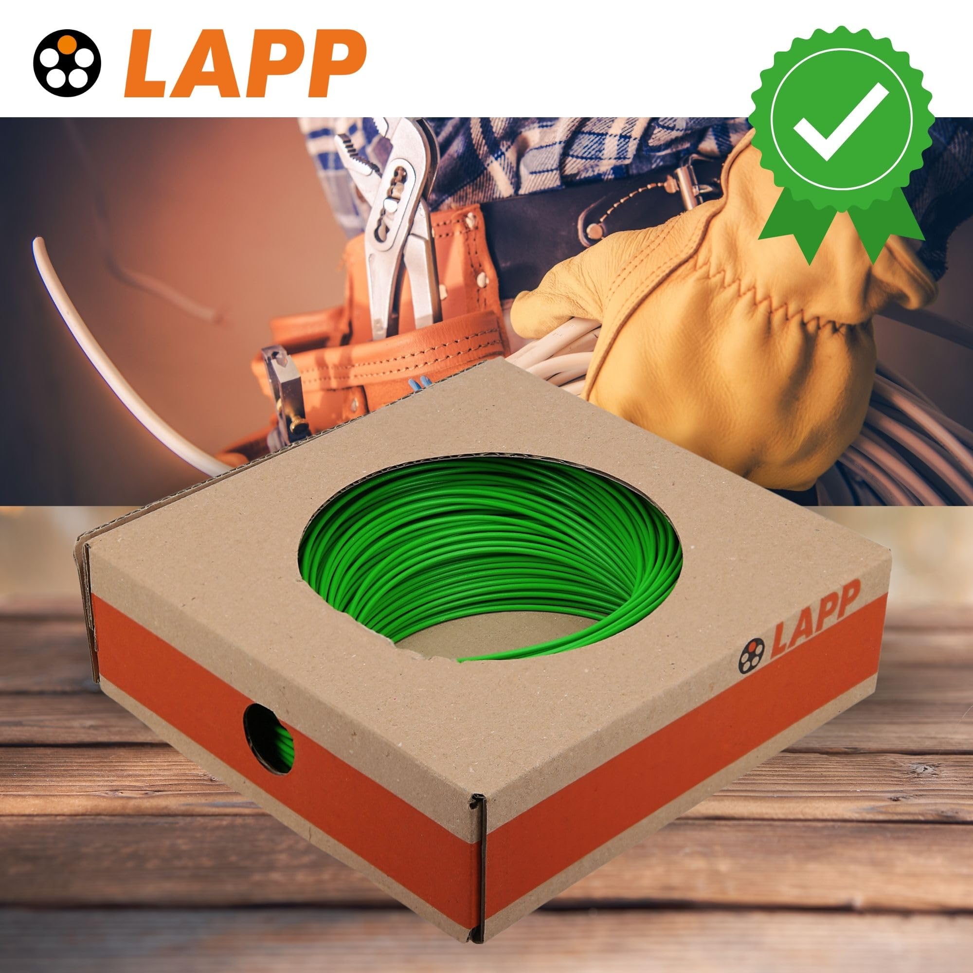 Lapp 100m H07V-K 1,5 mm² Grün - Aderleitung Flexibel - Verdrahtungsleitung