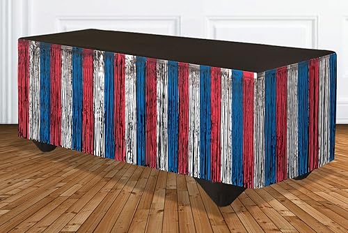Miniatura 2 de Forum Novelties - Falda de mesa con flecos de oropel, 144 x 29 pulgadas, rojoplateadoazul