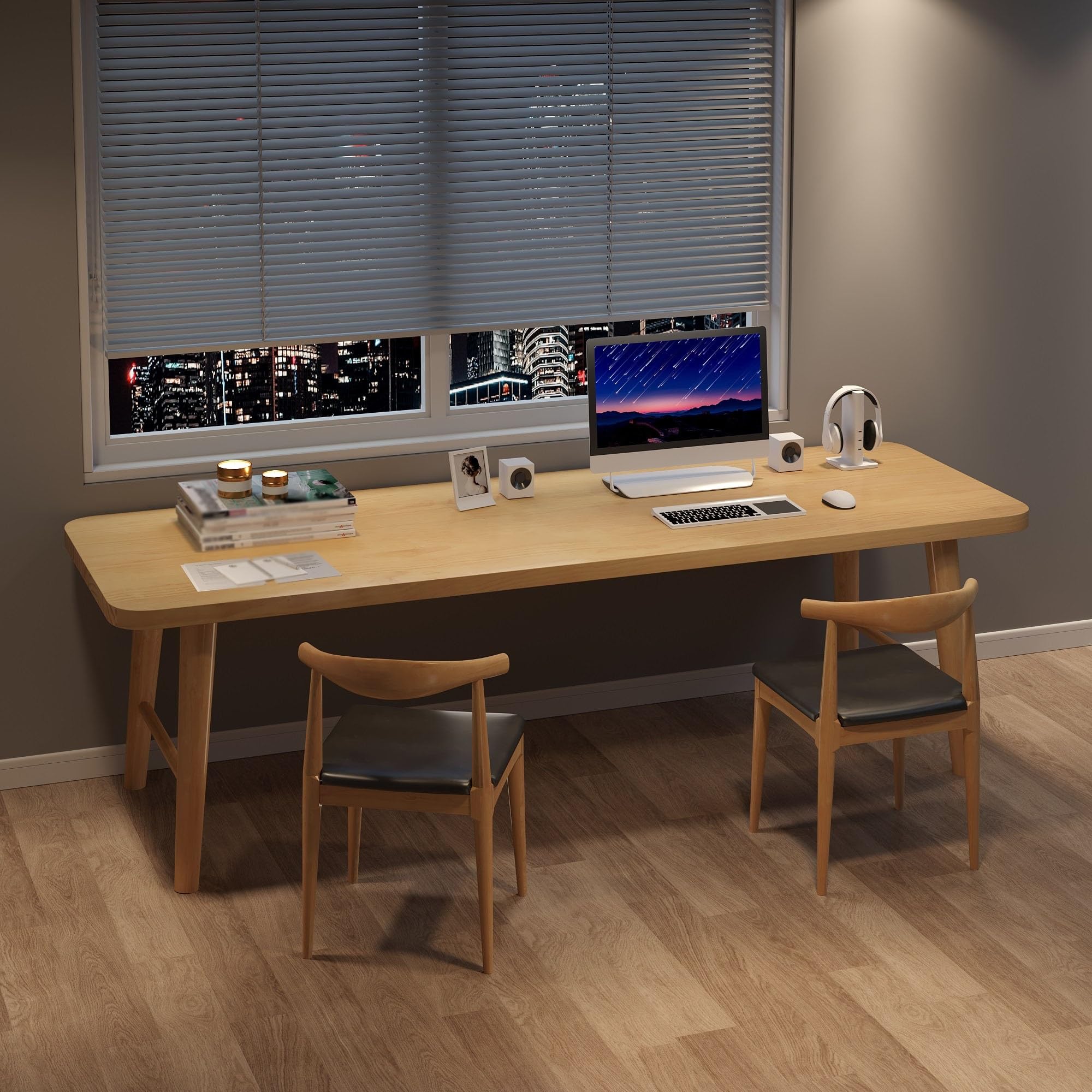 Schreibtisch Einfacher Massivholz-Schreibtisch, Computertisch, Desktop-Schreibtisch for Zuhause, Arbeitszimmer, rechteckiger Büro-Schreibtisch, Werkbank Büro Desk(B,180 * 60 * 75cm)
