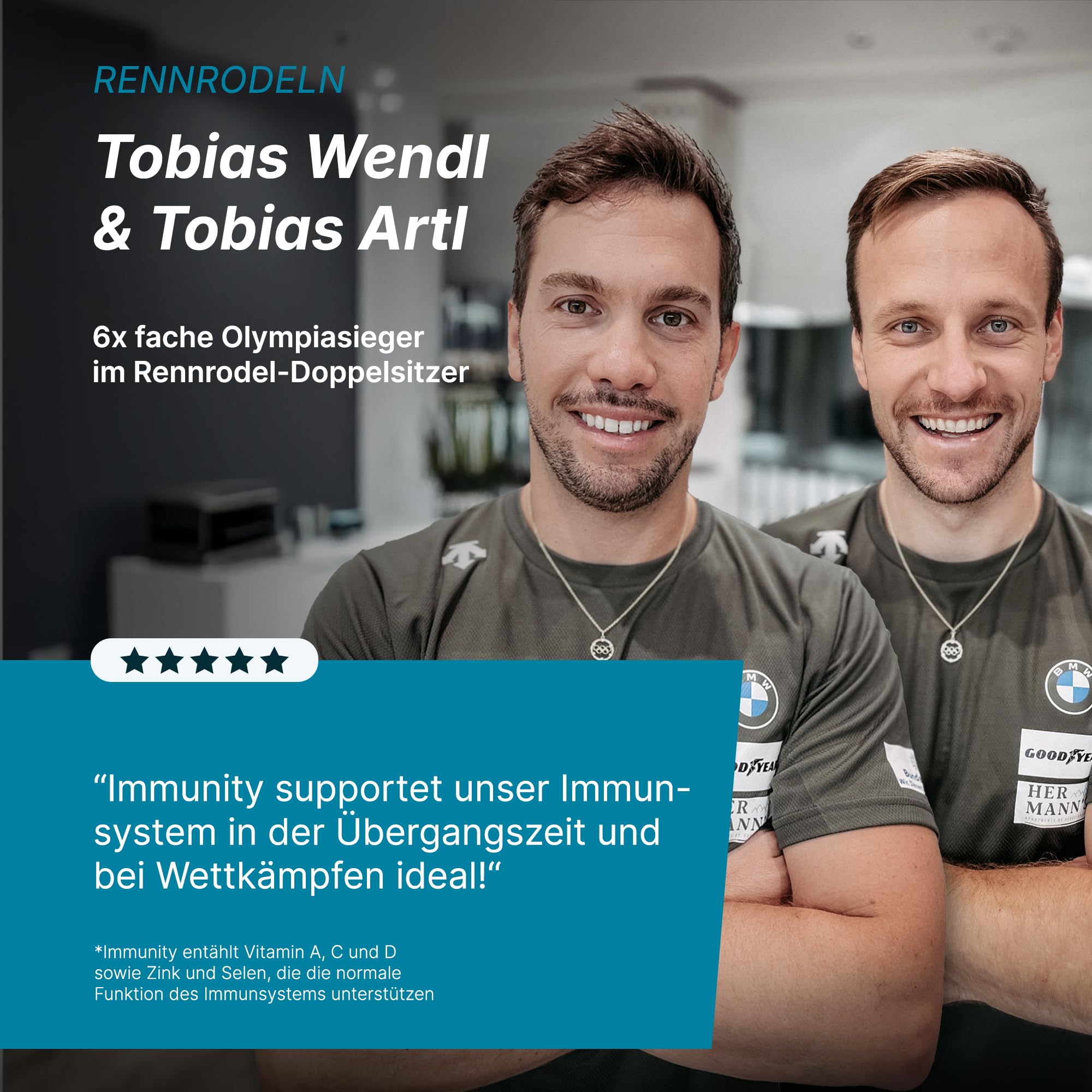 BIOGENA SPORTS Immunity – Premium Nährstoff-Komplex mit Reishi, Cordyceps & Shiitake Pilz - Zink, Selen & Vitamin A, C, D – mit Echinacea, Schwarzer Knoblauch - Vegan – 90 Kapseln