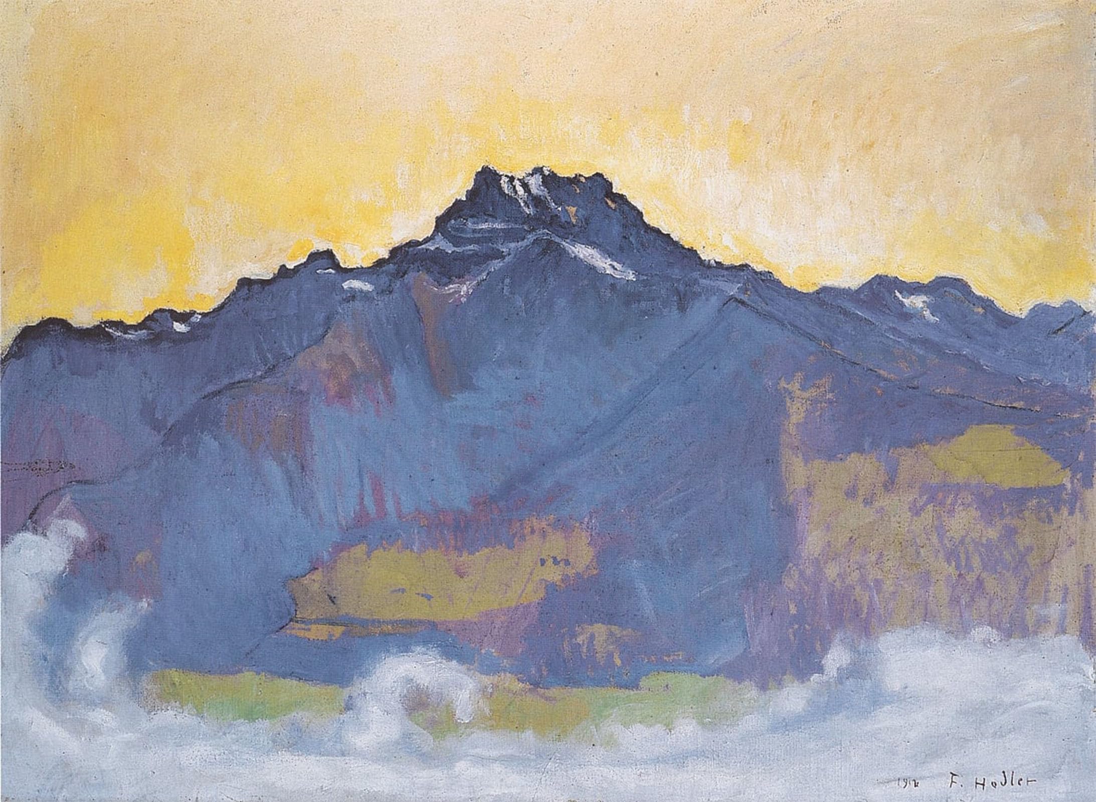 SERENDIPITP Retro Picture Poster Wall Art Pictures Painting the Dents Du Midi by Ferdinand Hodler Wall Art Canvas Print for Wall Decor 60x90cm