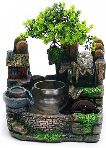 Miniatura 2 de Fuente de cascada para interiores con luces LED y atomizador, fuente de relajación, fuente de agua de meditación zen con bomba automática para