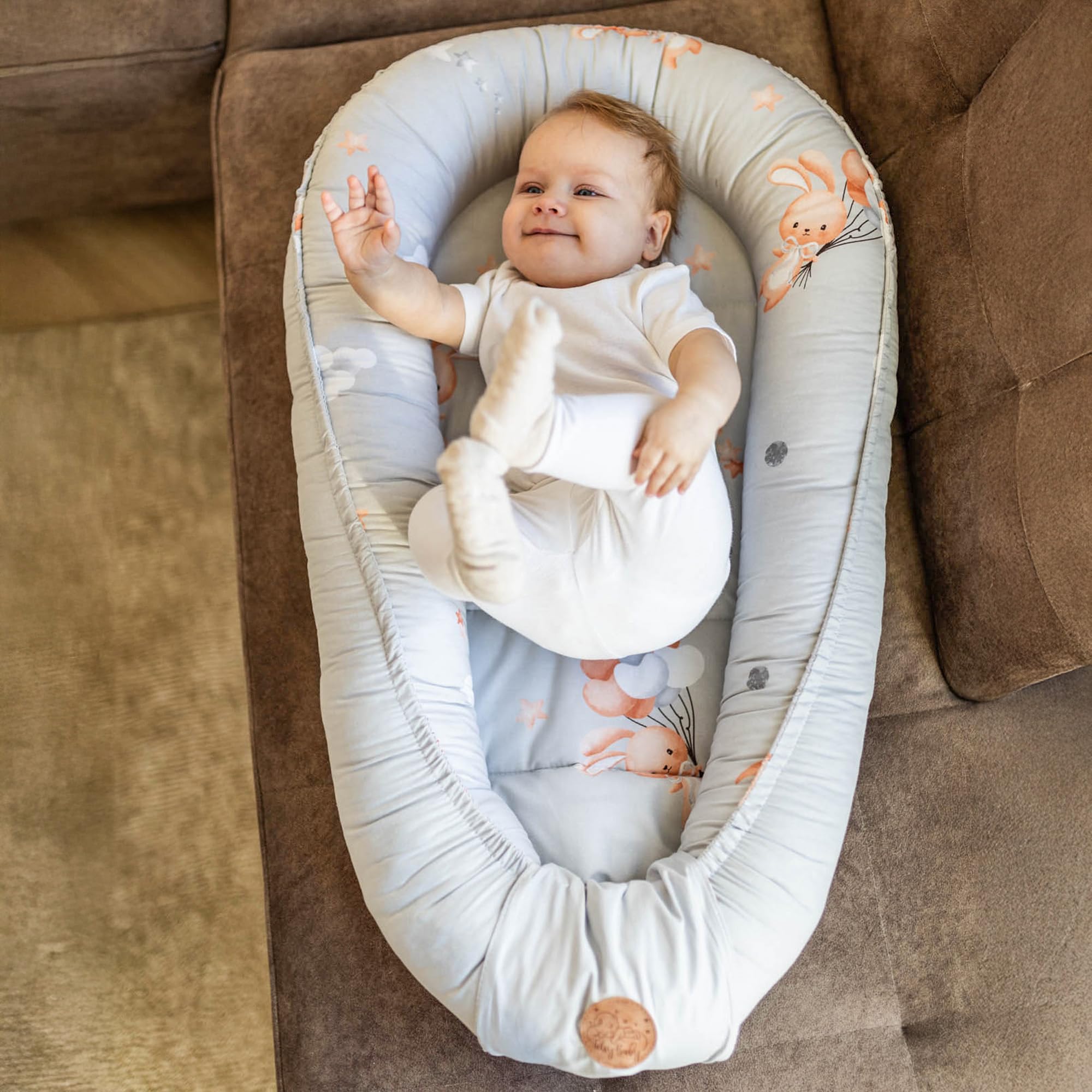 Riduttore lettino neonato - 90x50 cm baby nest trasportabile per neonati nido culla pod cocoonababy babynest antisoffoco Coniglio