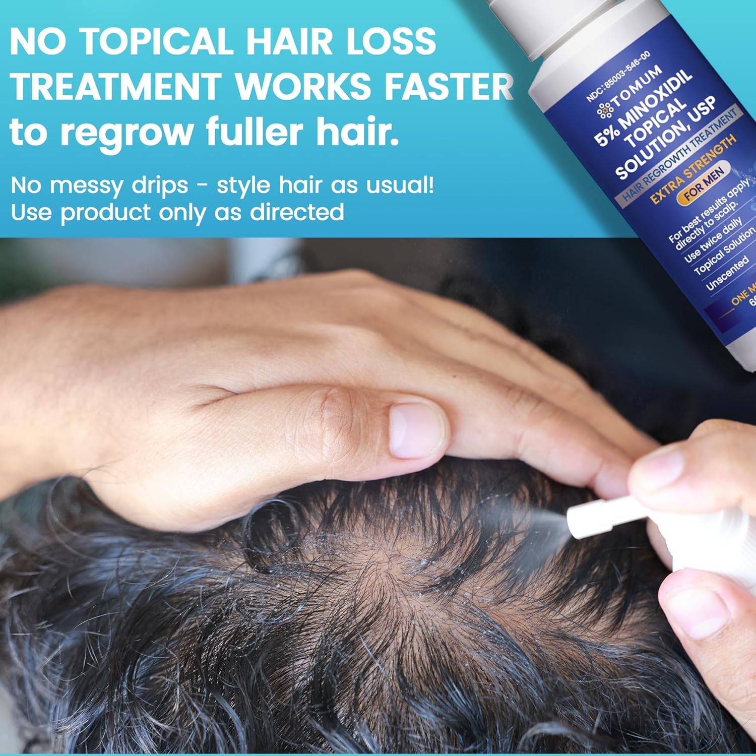 Men's 5% Minoxidil Hair Growth: Extra Strength Minoxidil Spray Hair Regrowth Treatment Serum Stop Hair Thinning and Hair Loss For Stronger Thicker Longer Hair Made in USA 60ml - Image 4