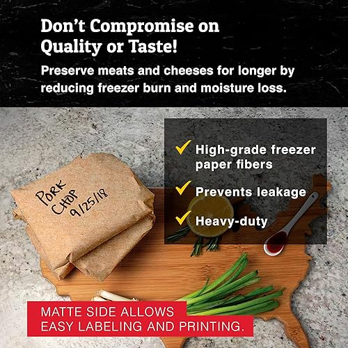 Miniatura 6 de Rollo de papel blanco para congelador (18 pulgadas x 175 pies), envoltura resistente a la humedad con revestimiento de poliéster con lado mate para