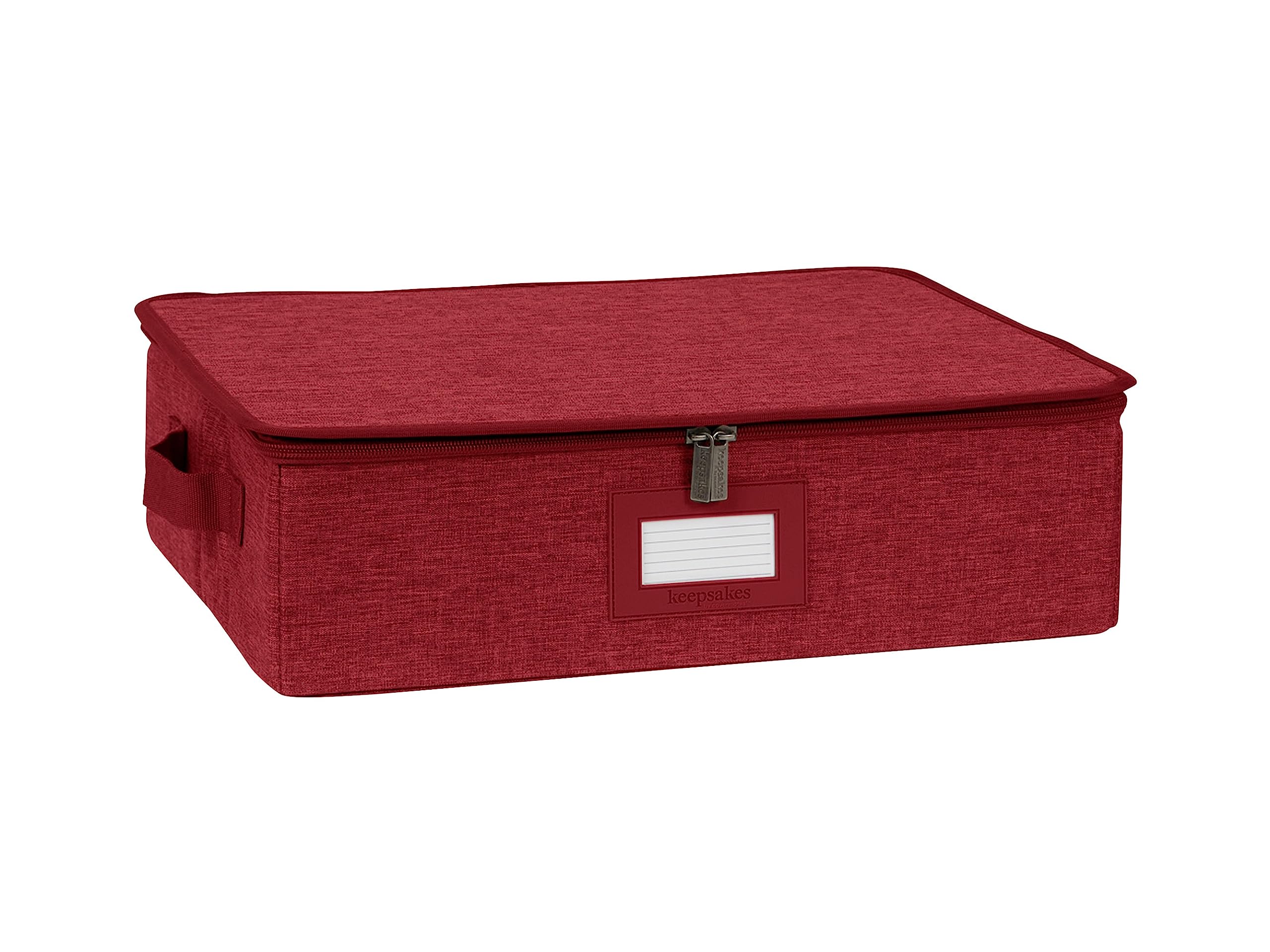 Covermates Keepsakes China Cups and Coffee Mugs Storage Box – Stackable, Reinforced Handles, China Storage-Red Heather
