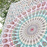 Vista 19 de raajsee - Tapiz azul turquesa - Tapices de mandala para colgar en la pared - Tapiz hippie para dormitorio, estética - Tamaño mediano