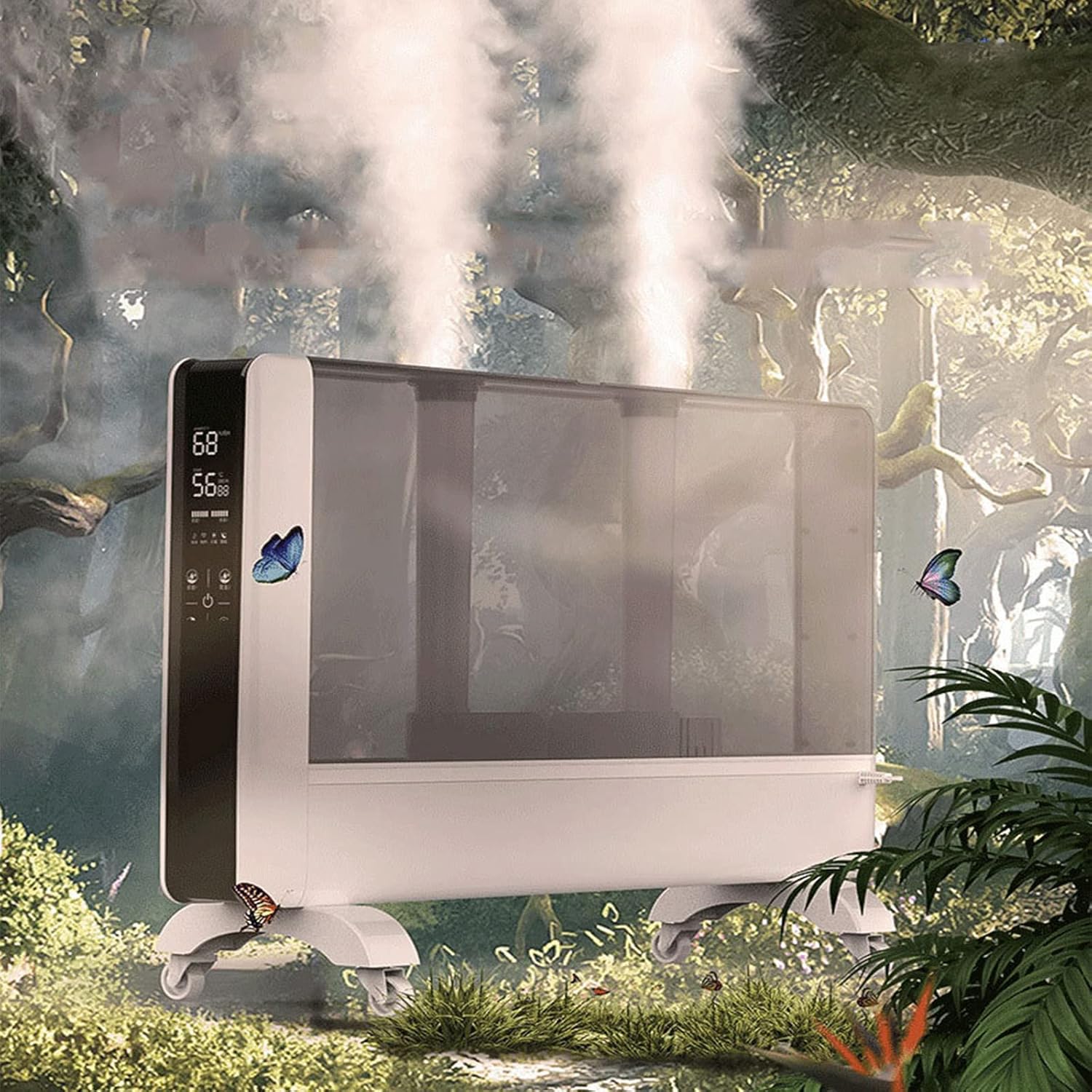 Industrial Humidifier 16L Top Fill Humidifier Mist for Bedroom Large Room Humidity Monitor Auto Sleep Mode Double Nozzle 1-12H Timer Auto Shut-Off