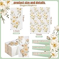 Vista 3 de Hotop 200 toallas de mano desechables florales para baño, servilletas de papel bohemias de 2 capas para invitados de baño, servilletas de papel