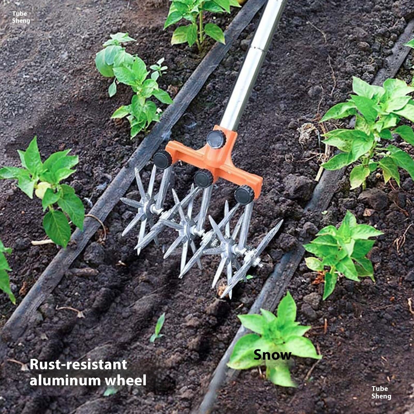 Cultivateur de jardin rotatif avec bordure rotative antirouille
