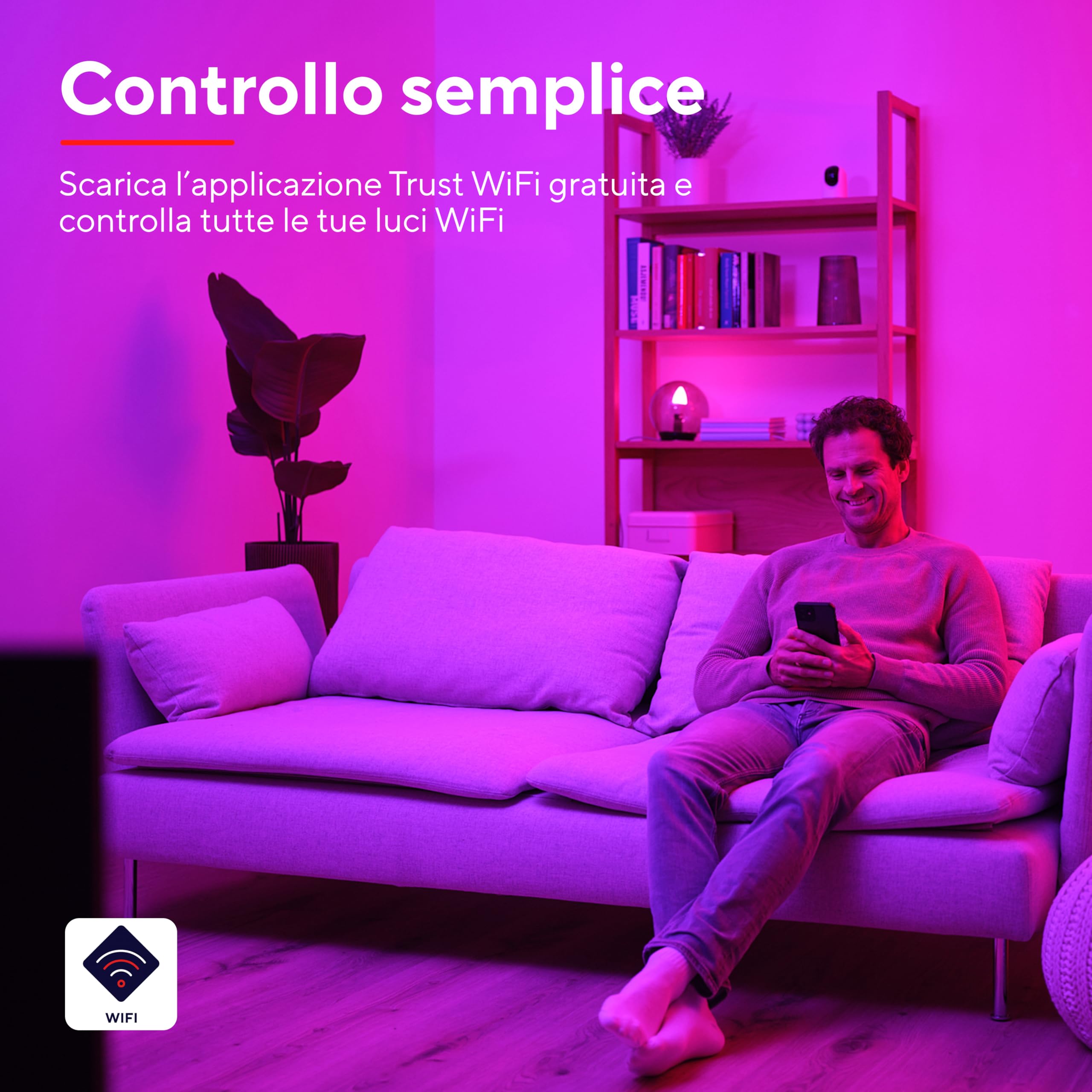 Trust WiFi E14 Lampadina Smart Multicolore, Compatibile con Alexa