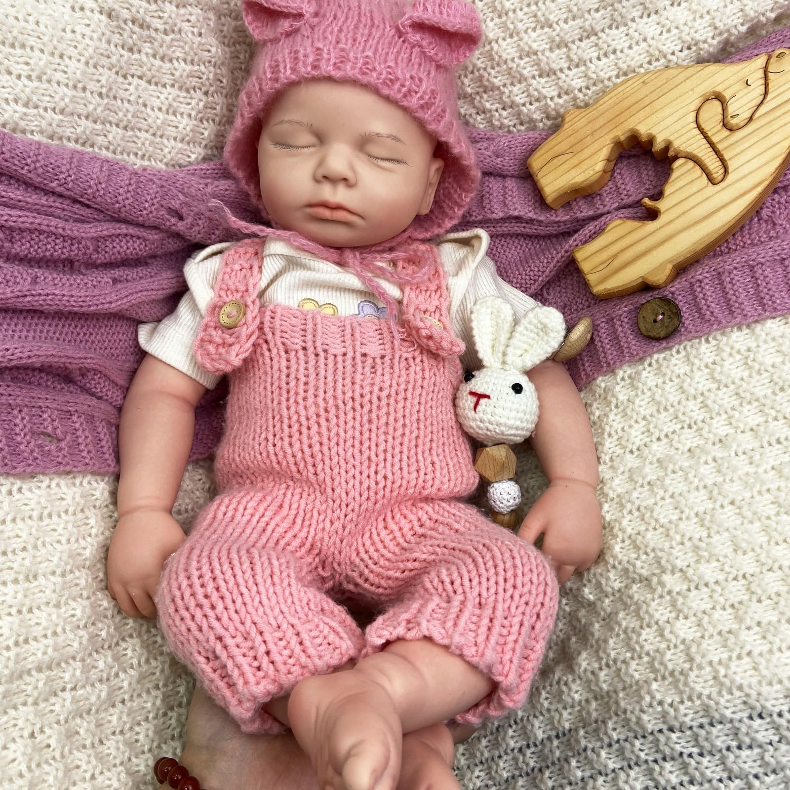 Muñeca Reborn 51 cm, Silicona Cuerpo Completo, Boca Abierta para Alimentar