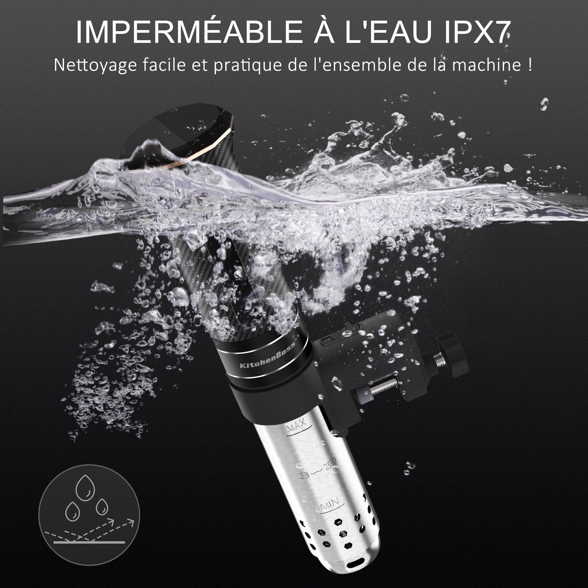 KitchenBoss Thermoplongeur Cuiseur Sous Vide Cuisson Basse Température: G300T Sous Vide Cooker 1100W, Calculateur d'Immersion de Cuisinière, IPX7 Imperméable à l'eau, Contrôle Précis de la Température