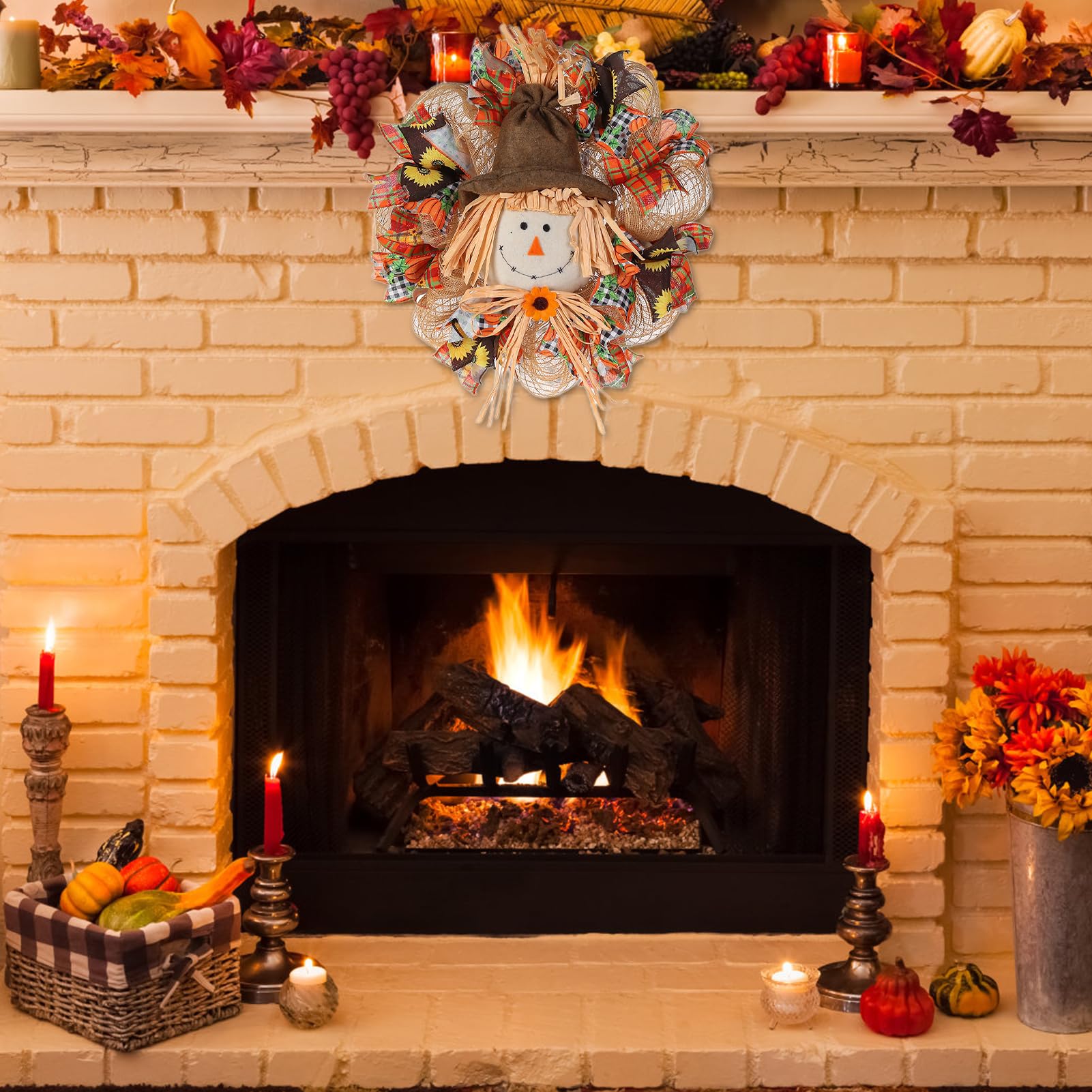 Couronne Halloween 50,8 Cm Pour Porte D'entrée - Décoration Automne Et Fête, Artificielle Et Faite Main - 8