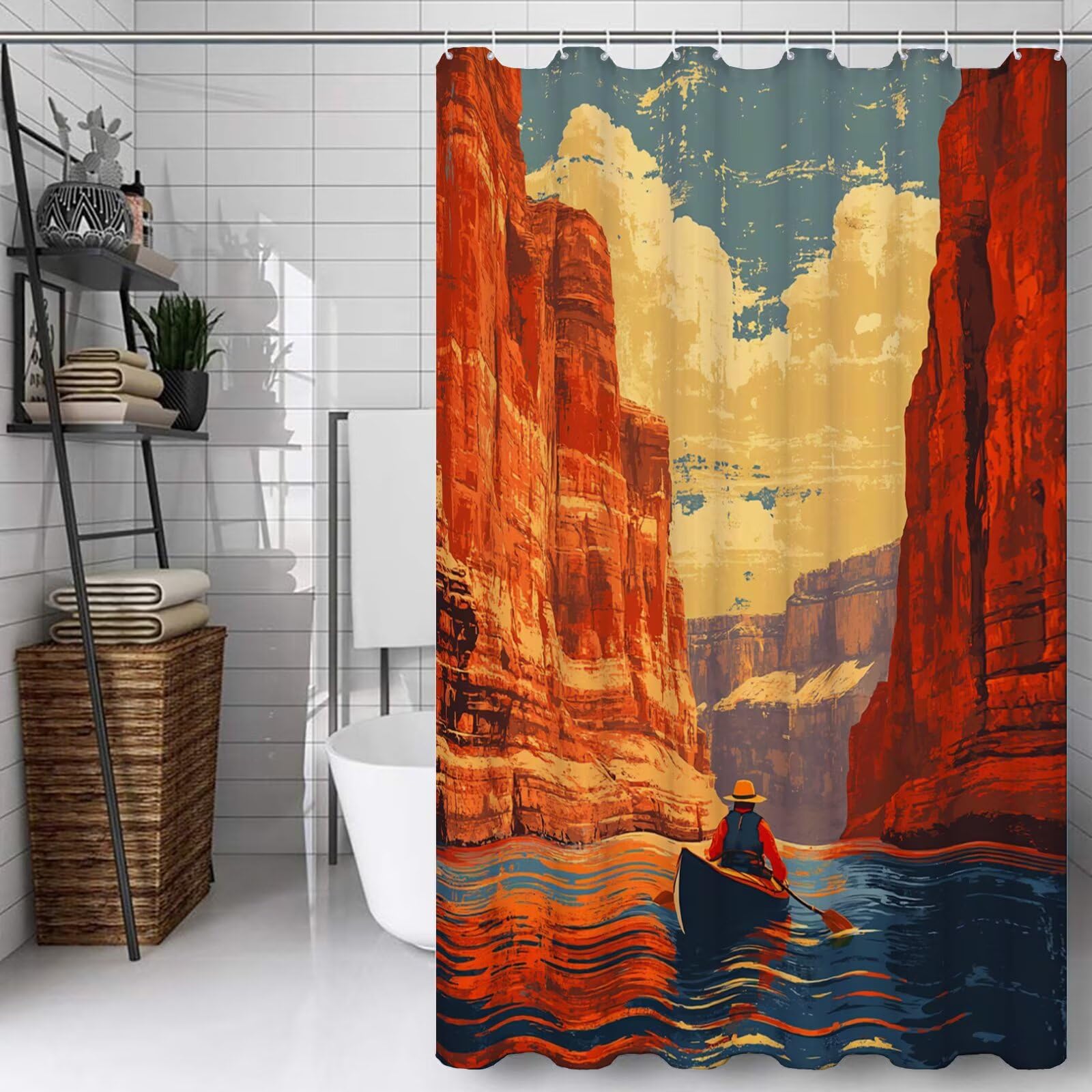 Rideau douche 150x210 cm lavable polyester imperméable Orange Vallée pour baignoire