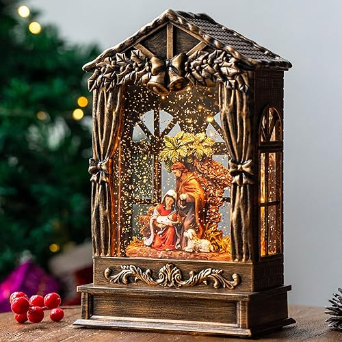 Miniatura 11 de Linterna de globo de nieve de Navidad, muñeco de nieve brillante y tren con música, forro USB/funciona con pilas, linterna iluminada para decoración