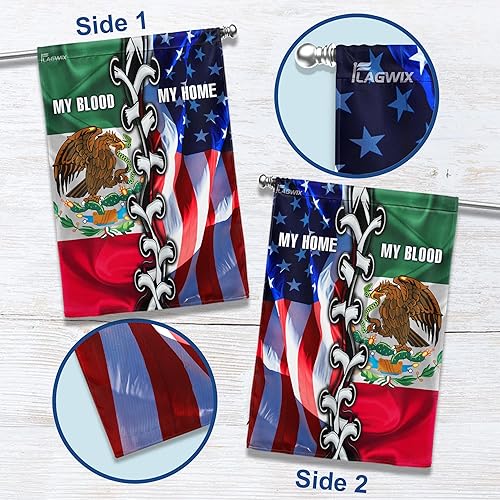 Miniatura 3 de FLAGWIX Banderas de México, My Home My Blood, banderas de decoración del mes de la herencia hispana, decoraciones del 4 de julio para el hogar,