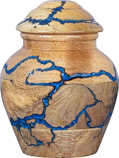 INTAJ Handcarved Wooden Cremation Urn for Human Ashes - Litchenburg Design, 20 lbs Capacity, Suitable for Adult Men and Women - Decorative Funeral Urn Box and Casket