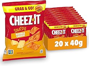 Cheez-It Snap'd Double Cheese Chips (20 x 40g), Cheese Chips with Thin, Crispy Texture, Baked Snack with 100% Real Cheese, No Artificial Colours or Flavours