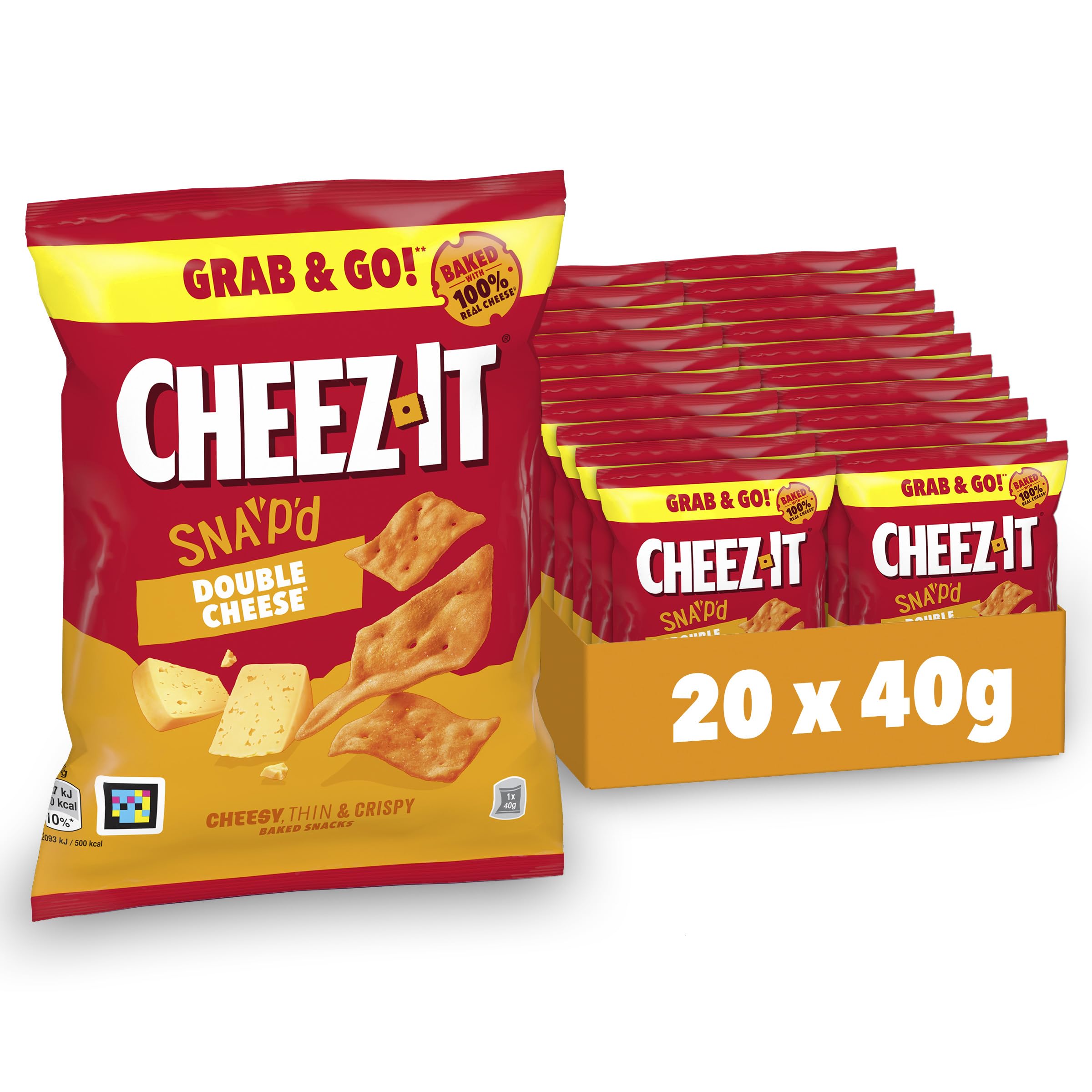 Cheez-It Snap'd Double Cheese Baked Snacks, 20x40g