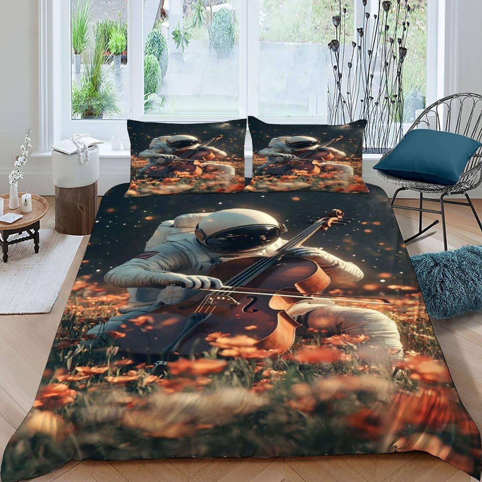 Housse de couette galaxie 3 pièces douce et résistante en King size