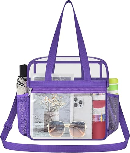 Vista 18 de Oraben Bolsa transparente transparente aprobada para estadios de 12 x 6 x 12 pulgadas, bolsa de estadio para trabajo, juegos deportivos, gimnasio