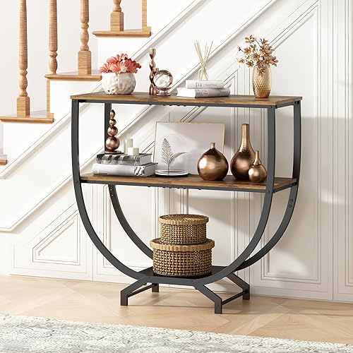 Miniatura 7 de GILLAS Mesas consola de 3 niveles, mesa de entrada de 30 pulgadas de altura, mesa de sofá detrás del sofá, muebles de entrada industrial, soporte de