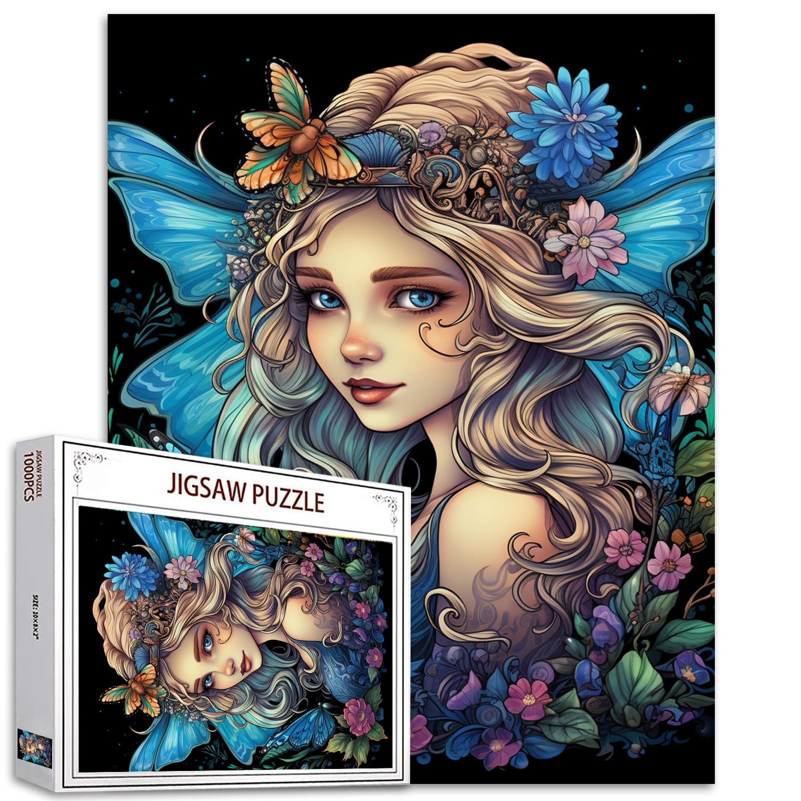 Tucocoo Watercolor Girl Jigsaw Puzzles for Adults 1000 Pieces, Koi Fish Blue Ocean Abstract Art Jigsaw Puzzle Colorful DIY Handwork Puzzles for Home Decoration, Family Puzzle Perfect for Game Nights — view 20