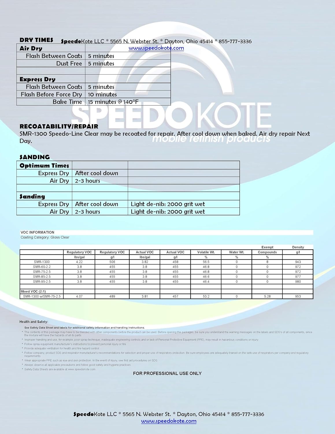 Speedokote Fast Cure European Clear Coat, SMR-1300/1102 7.5 Liter Euro Clearcoat w/Med Act.