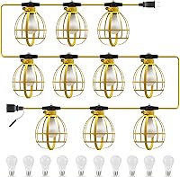 LEDIARY 100FT LED Construction String Lights - 10 Bulbs 10500LM, Linkable Waterproof Jobsite Lights, 16AWG Weatherproof Indoor/Outdoor Work Lighting