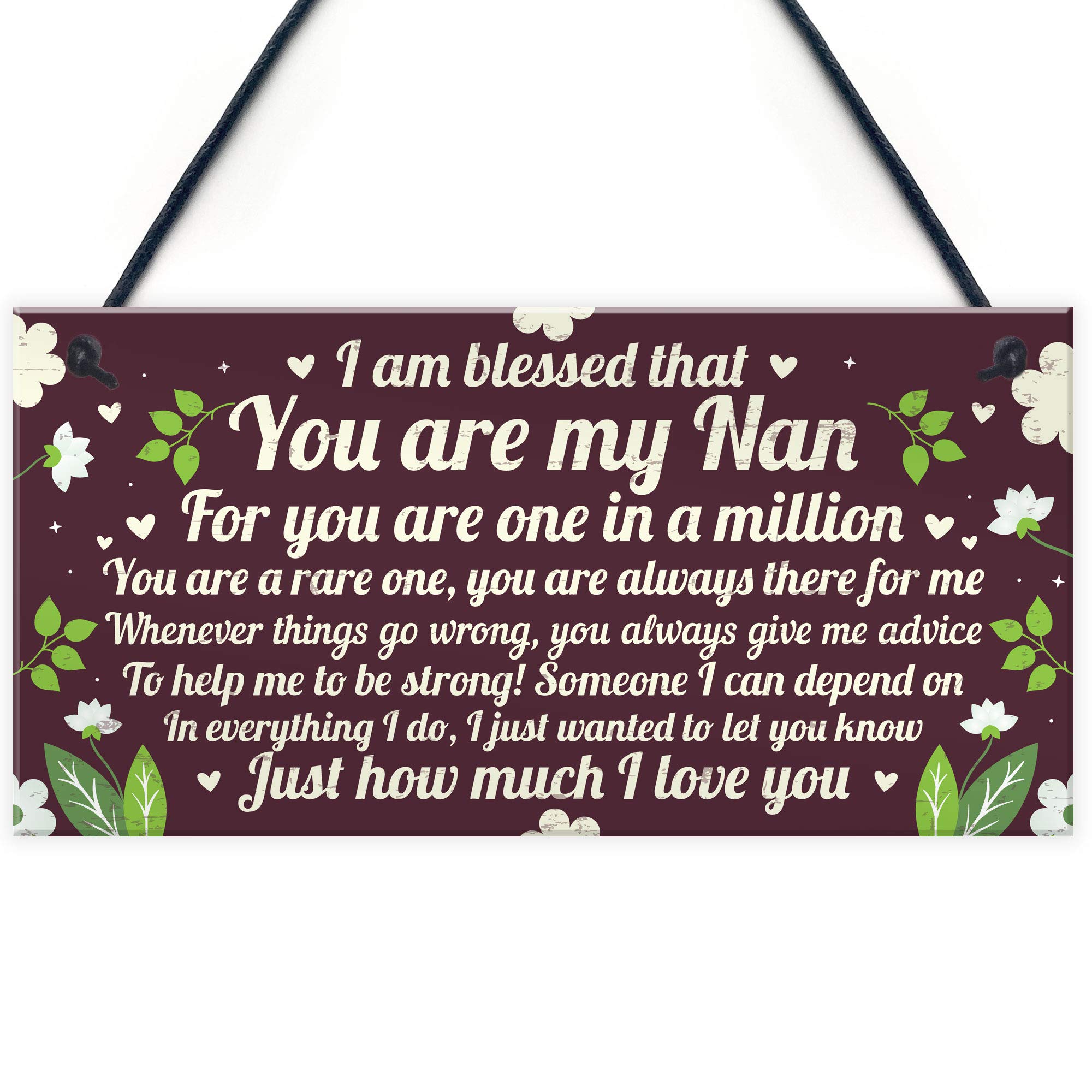 Red Ocean THANK YOU GIFT For Nan Hanging Plaque Nan And Grandad Gifts For Grandparents Keepsake