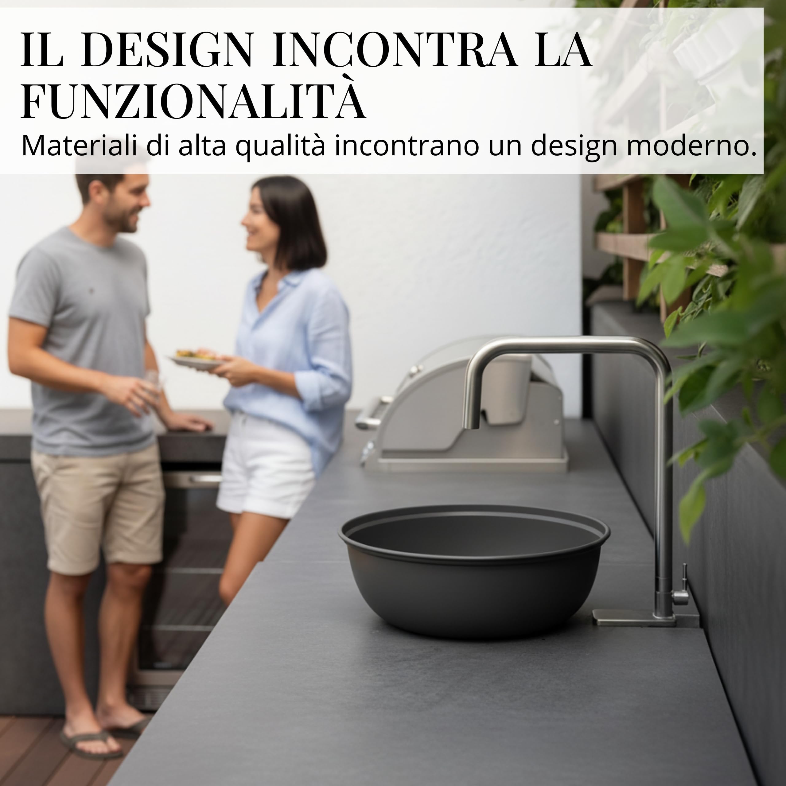Set da cucina all'aperto Livlig, rubinetto in acciaio inox di alta qualità, tubo dell'acqua potabile e bacinella di lavaggio in metallo, lavandino mobile per giardino, campeggio e cucina all'aperto in