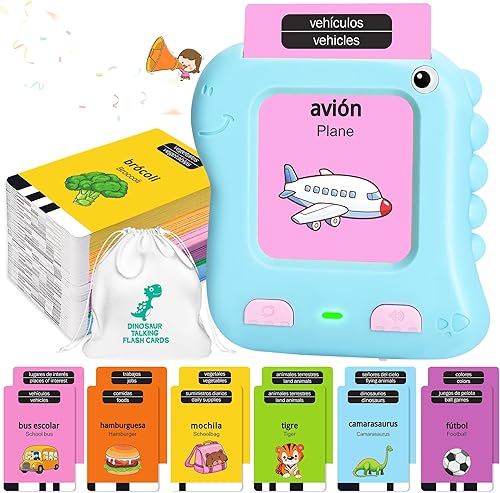 Richgv Juguetes bilingües para niños pequeños, 280 palabras en español e inglés, tarjetas flash que hablan, juguetes de bolsillo para discursos, disponible en Yaxa Venezuela
