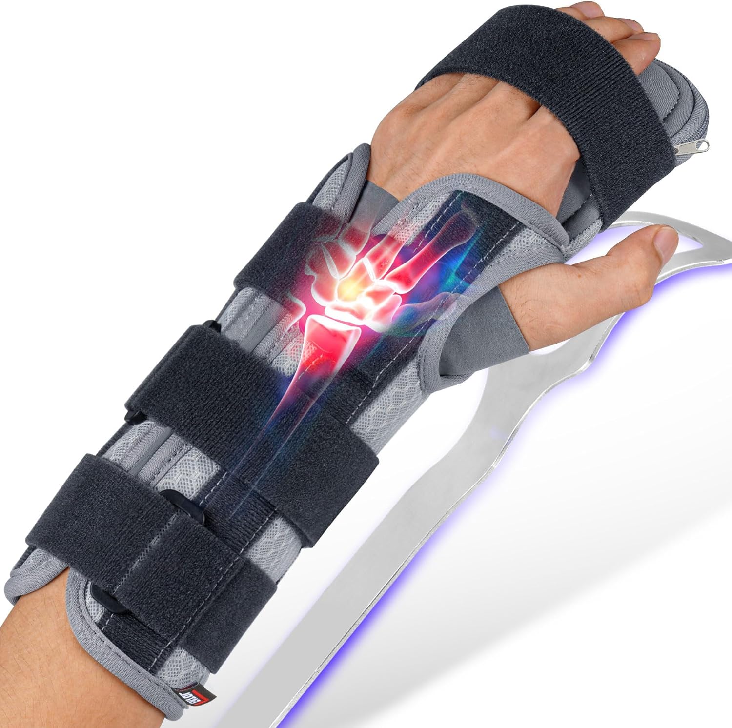 FEATOL Resting Hand Splint, Stroke Hand Immobilizer For Men and Women，Wrist Finger Brace For Carpel Tunnel, Stroke Recovery, Left, Large