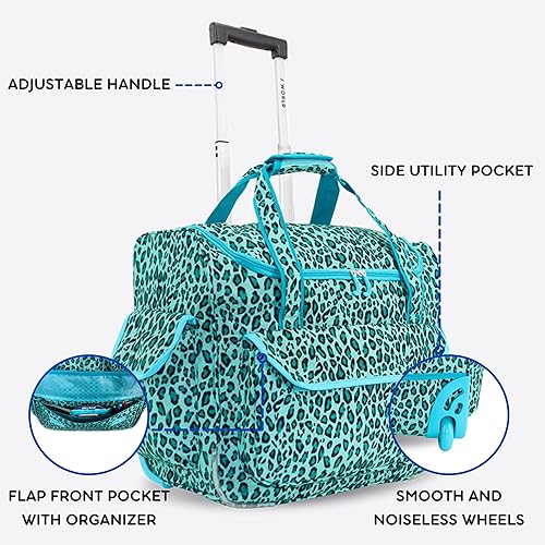 Miniatura 3 de J World New York Donna - Bolsa de mano con ruedas para mujer, para portátil, menta (Mint Leopard), Donna - Bolso tote con ruedas para mujer.