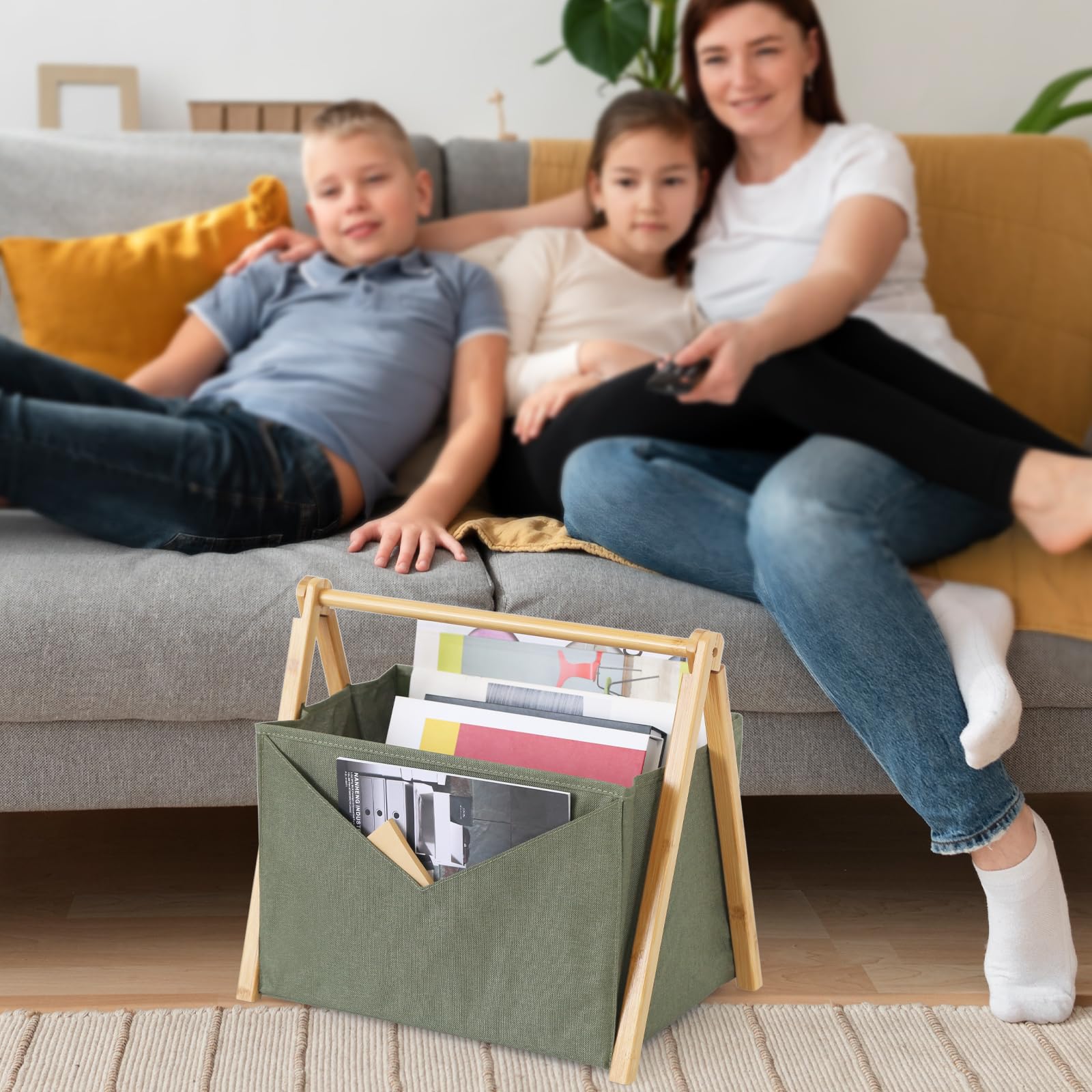 Neateam Portariviste Pieghevole In Bambù - Per Casa E Ufficio, Bianco, Multiuso - Foto 6