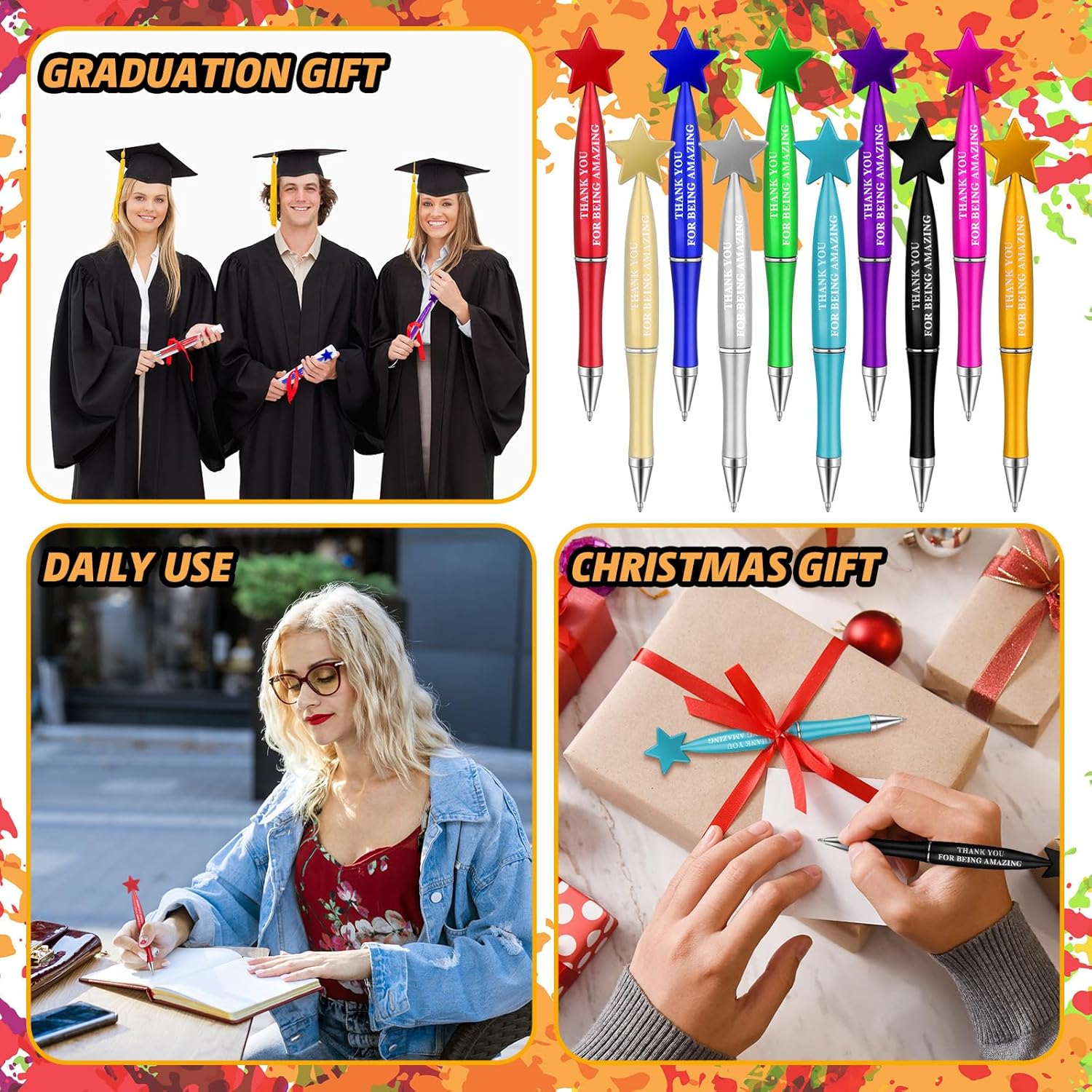 100 Pcs Inspirational Ballpoint Pen Bulk Thank You Gifts Pen Appreciation Gifts Thank You for Being Amazing Thumbs up Ballpoint with Black Ink for Back to School Teacher Office Supplies - Image 6