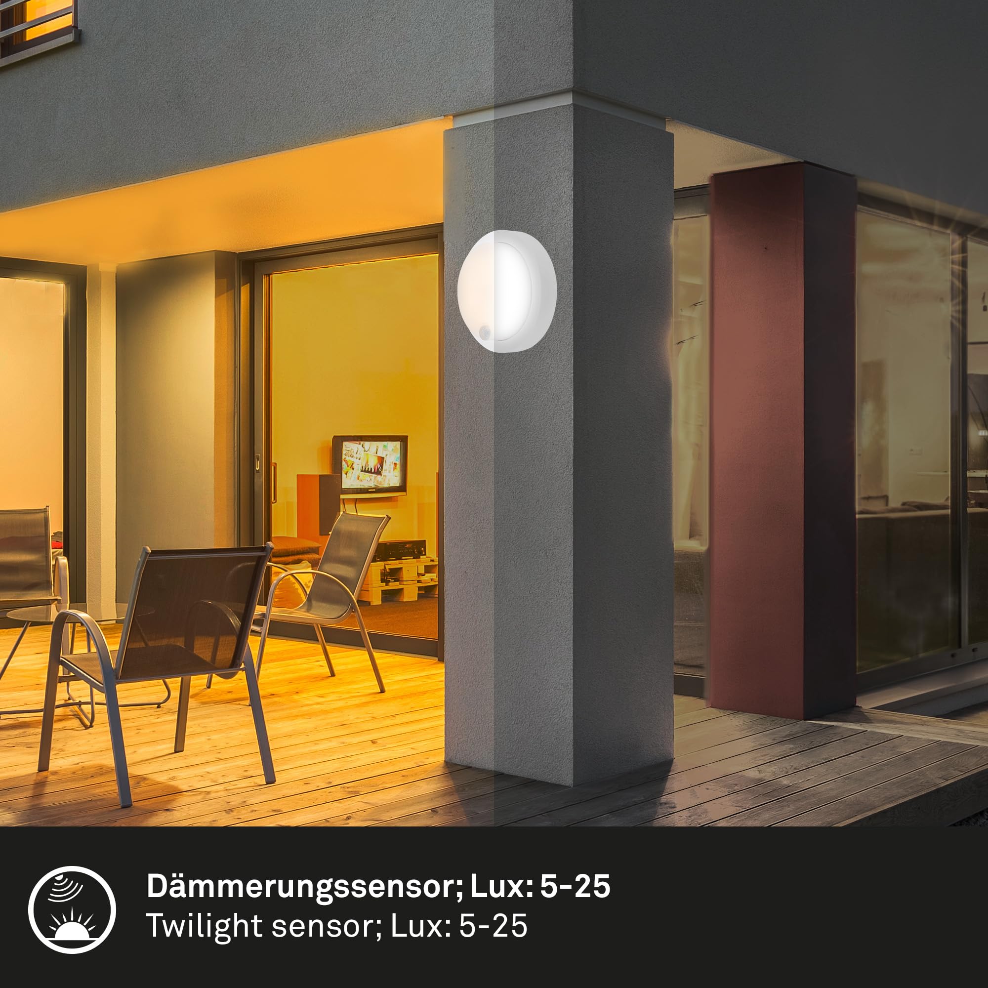 BRILONER – Außenlampe mit Bewegungsmelder, Wandlampe mit Akku, 4W, 700lm, Wandleuchte ohne Stromanschluss, Aussenlampe Wand, Akku Lampe, Outdoor Lampe, Warmweiße Lichtfarbe, 170x55 mm (DxH), Weiß