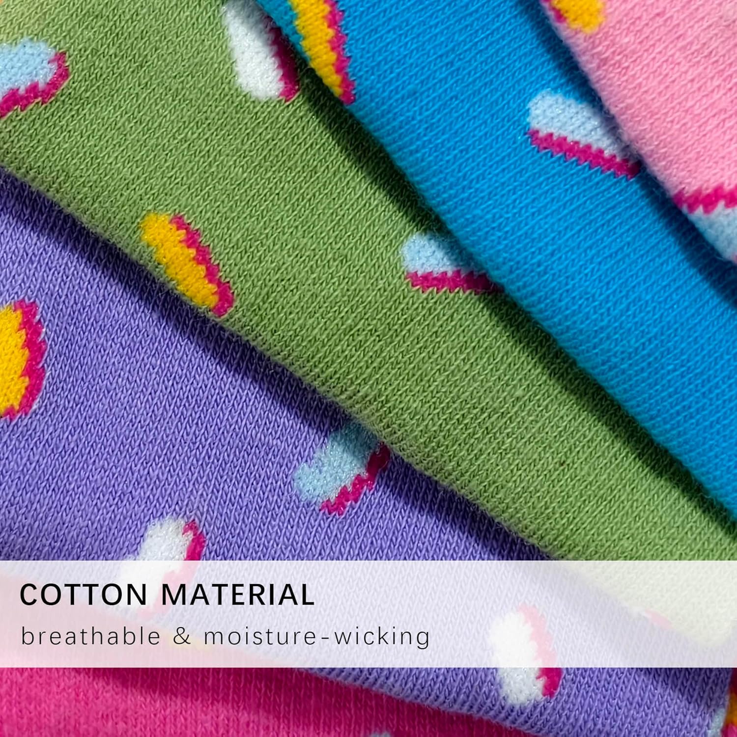 5 Pairs Ice Cream Drip Socks for Women, Ice Cream Themed Party Favor Christmas Gifts Sock for Women, Fun Colorful Crazy Novelty Sport Crew Socks - Image 3