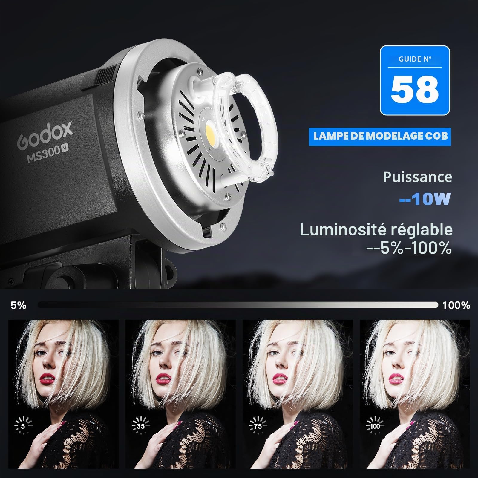 Lot de 2 kits flash GODOX MS300V pour enregistrements en studio, vidéo et portrait, avec trépied à lumière Softbox
