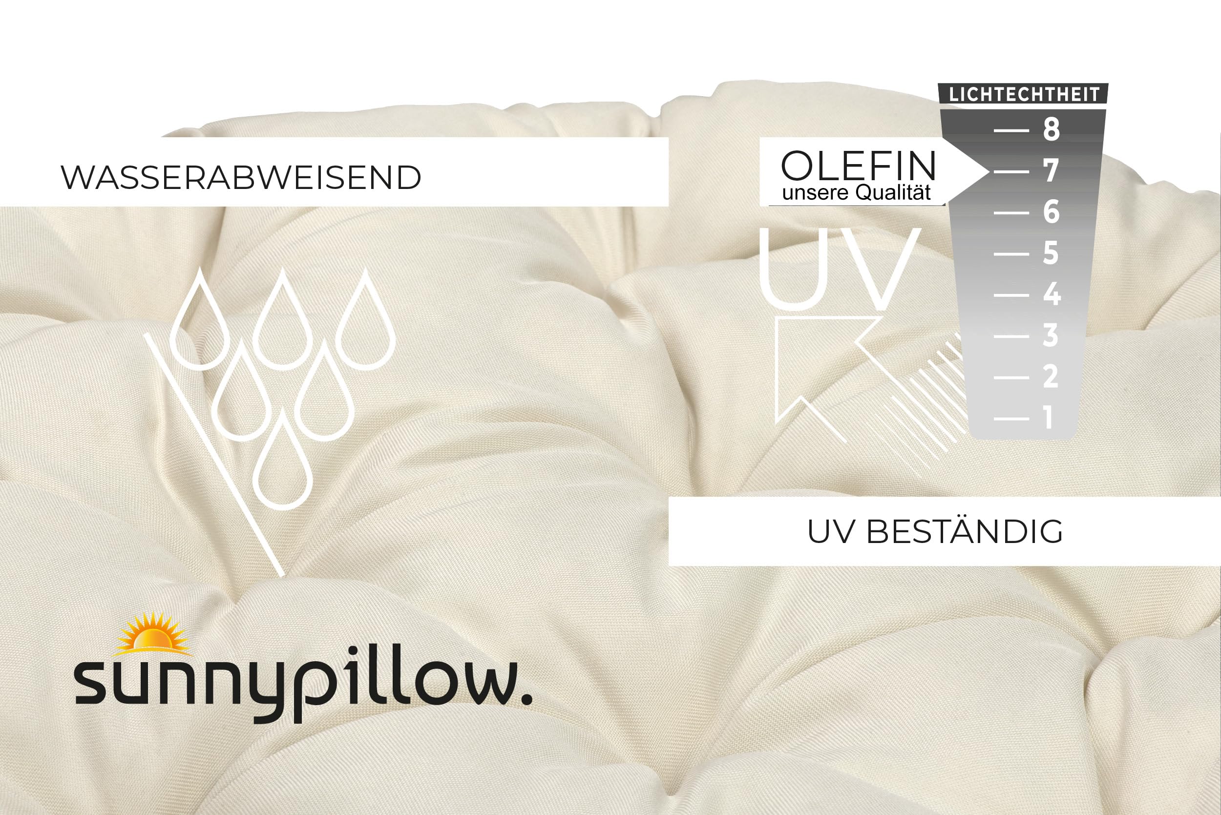 Cuscino Papasan Rotondo Ø 120 cm Impermeabile Resistente UV per Poltrona Rattan e Sedia Sospesa