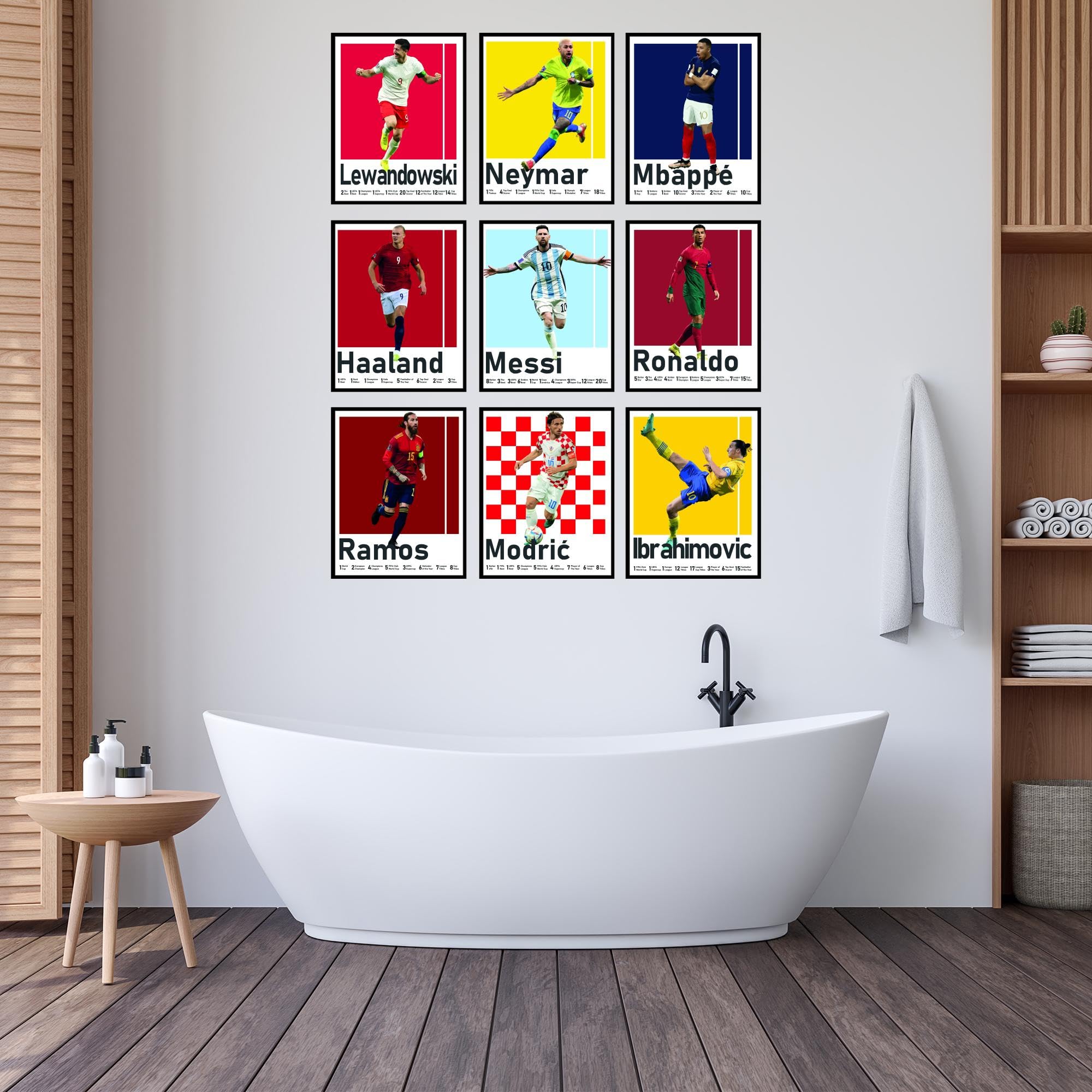 BigWig Prints Plakaty piłkarskie - dekoracja sypialni piłkarskiej dla chłopców, plakat piłkarski Messi, dekoracja pokoju piłkarskiego dla chłopców, plakat Ronaldo i Messi, plakaty Messi do sypialni
