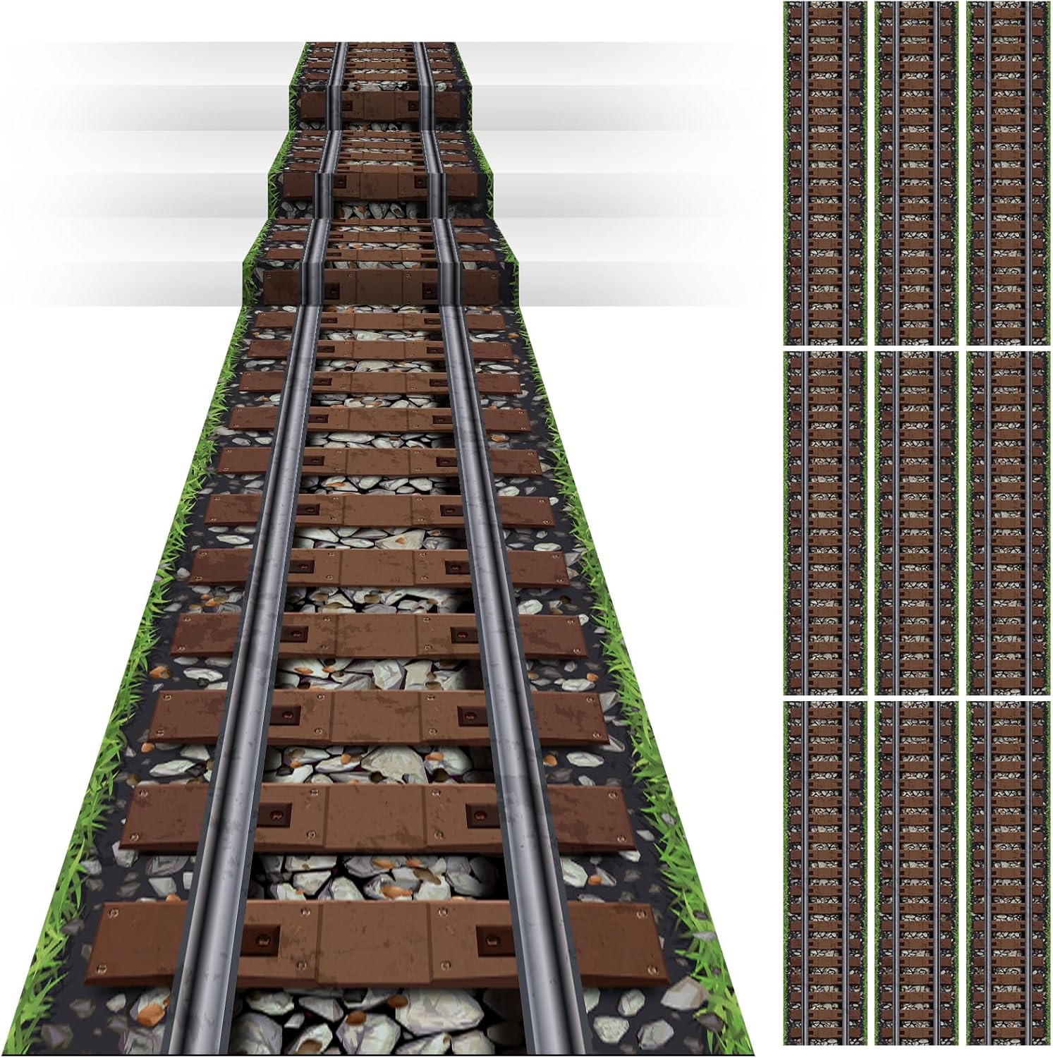 TaoBary 10 Pcs Express Train Party Decoration Railroad Track Aisle Runner 24 Inch x 10 ft Western Train Party Decorations Wild West Theme Runner Cover for Birthday Indoor Outdoor Supply