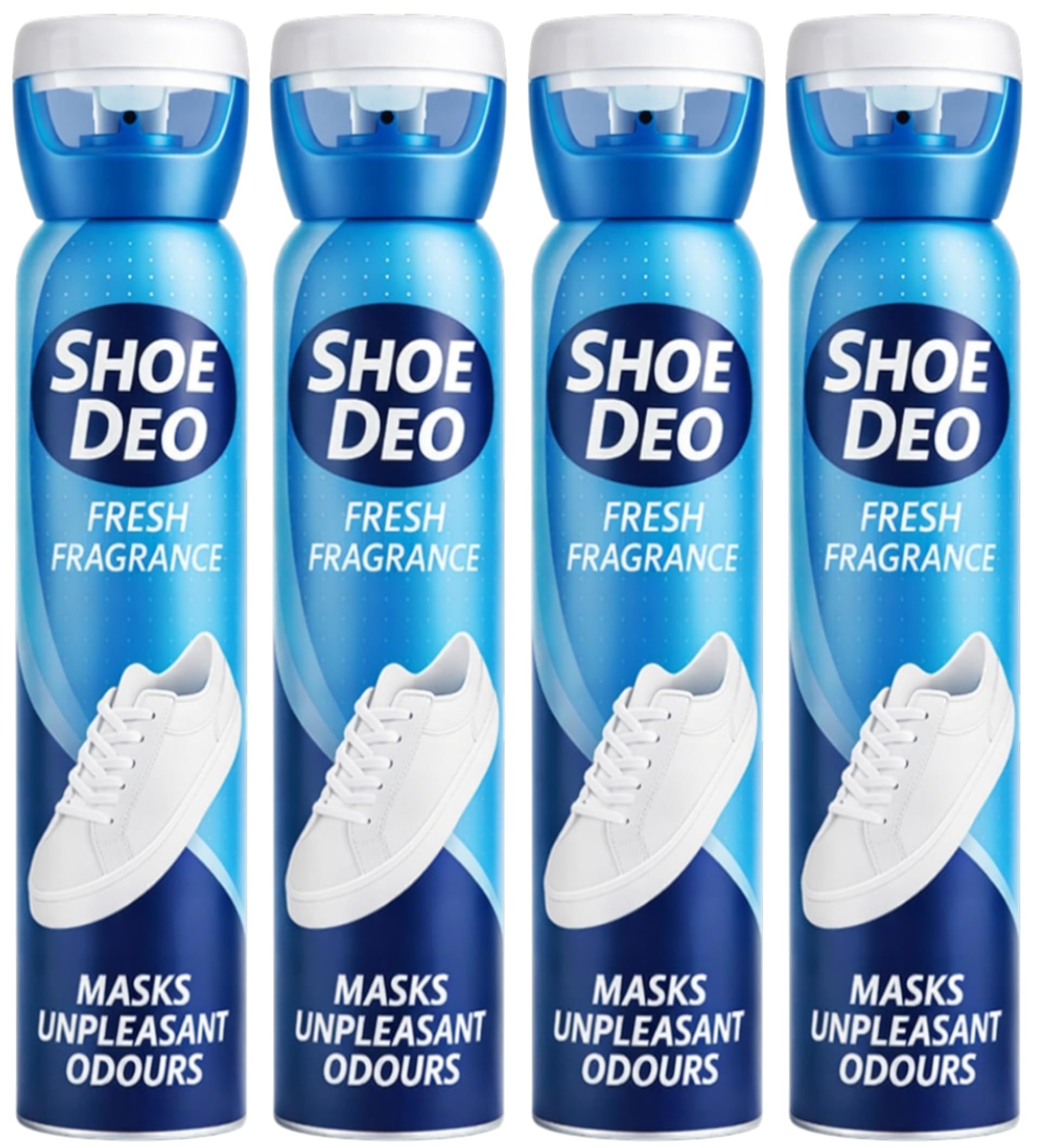 Geruchsstopper Schuhdeo mit angenehmen Duft - 4 Stück je 200ml - Schuhdeodorants Sneaker, Leder oder Textil gegen Geruch und Schweiß Schuhhygiene - Beseitigt effektiv Gerüche