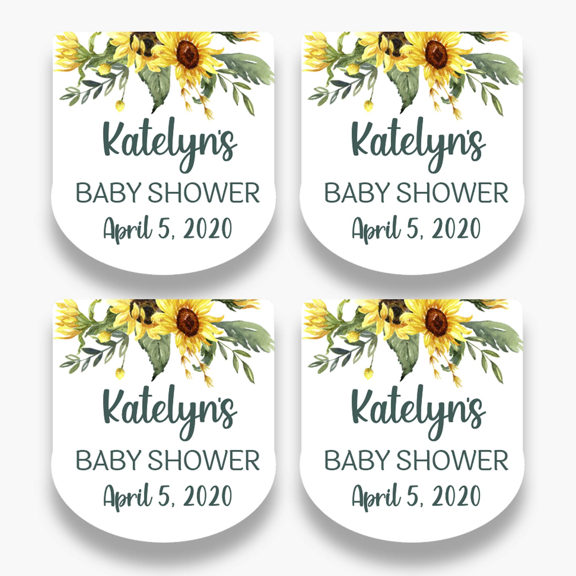 Customized Stickers Set of 30 Personalized Floral Mini Favor Labels - Customized Sunflower Stickers for Mini Bottles - Labels ONLY (HSL111)