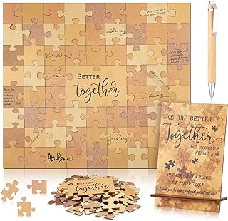 Rustic Wooden Guest Book Alternative Set with 66 Signing Pieces