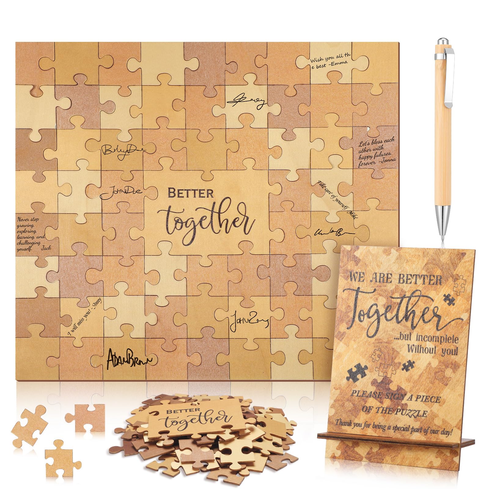 Wedding Guest Book Alternative Wooden Jigsaw Puzzle Guest Book Wedding Party Favors for Guest Wedding Table Sign Decor 66 Pcs Guestbook Jigsaw Puzzles for Engagement Anniversary