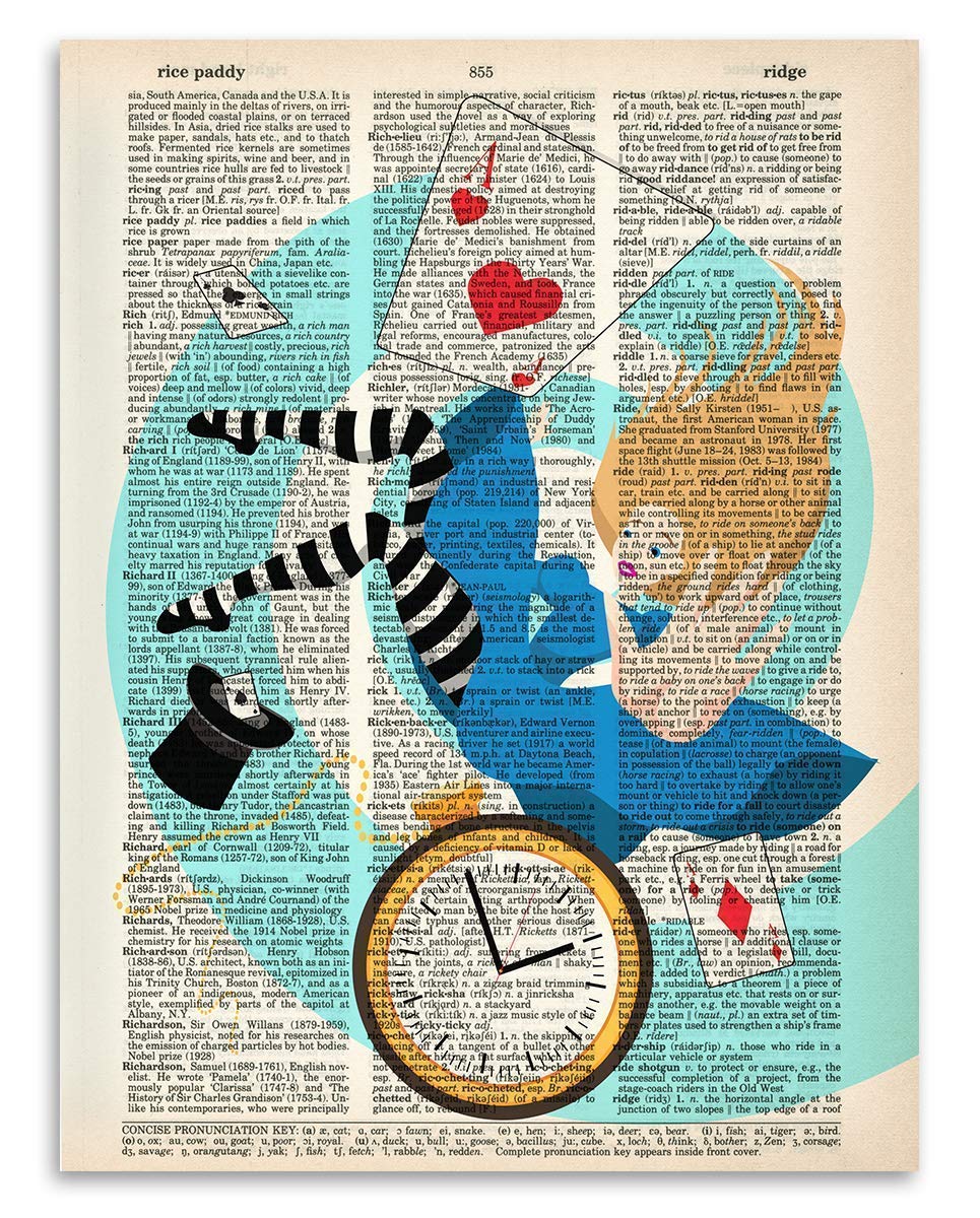 Upcycled Dictionary Art - - Classic Office and Home Decor, Library Water Color Wall Art, Animal Print Vintage Book Page Bedroom Decoration, 8.5x11 Unframed Art Poster: Alice Falls